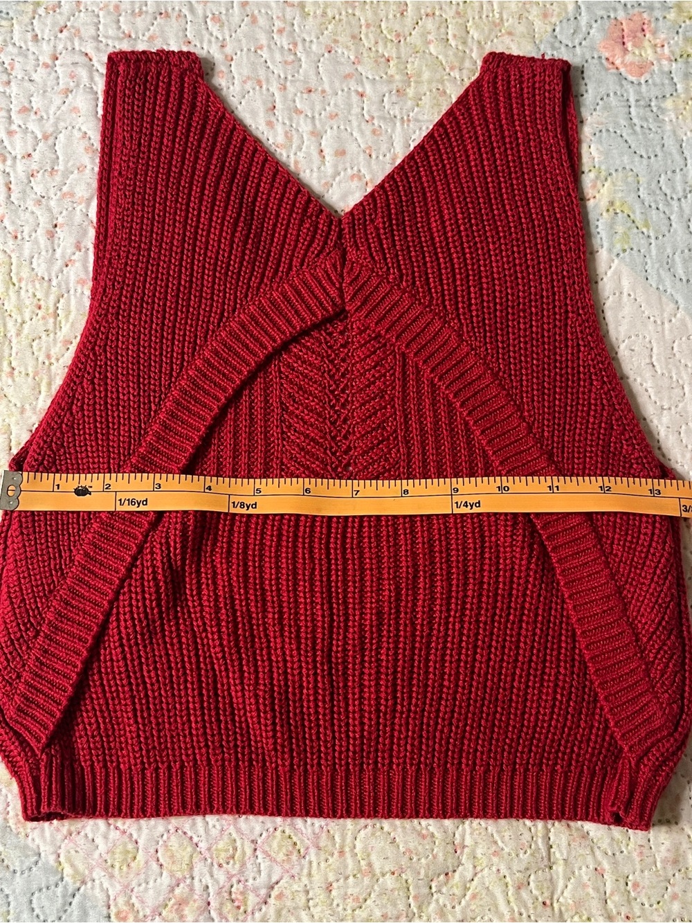 *Free with $40 Purchase* Red Ribbed V-Neck Knit Tank - Picture 3 of 4